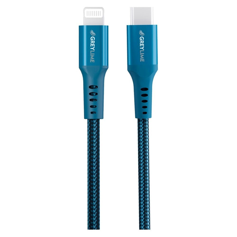 GreyLime 18W Flätade USB-C till Lightning Cable 3 m. - Blå