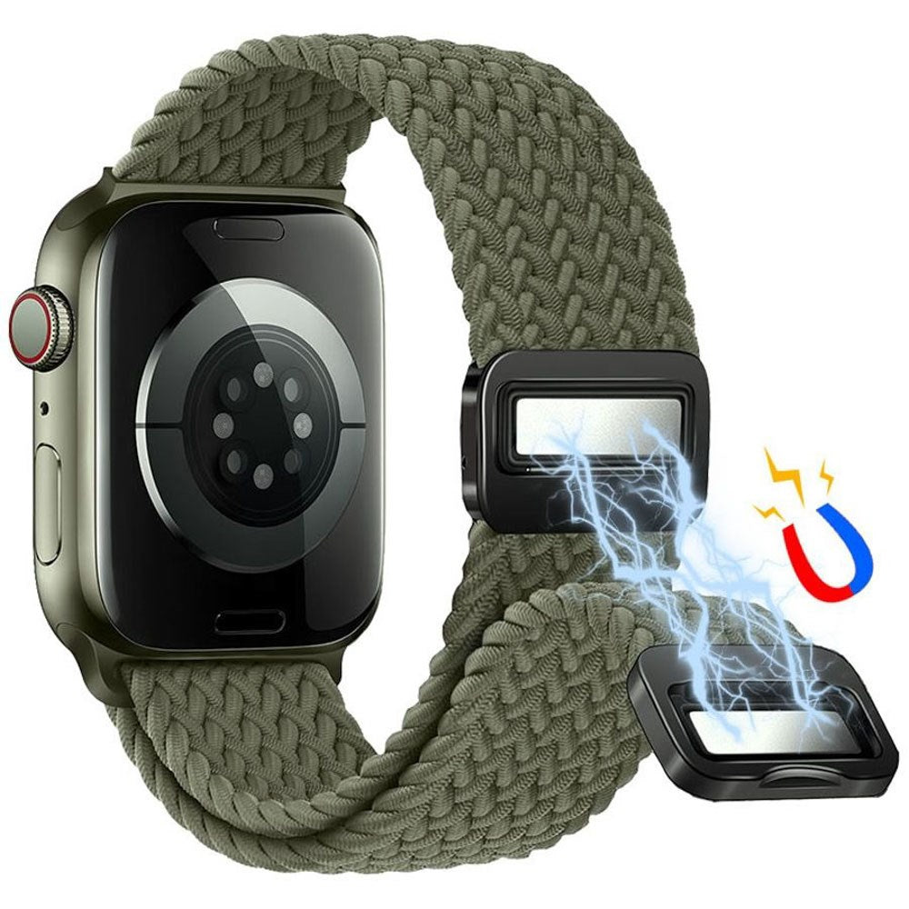 Apple Watch (38/40/SE/41/42mm) Lippa Nylonrem med Magnetlås - Grön