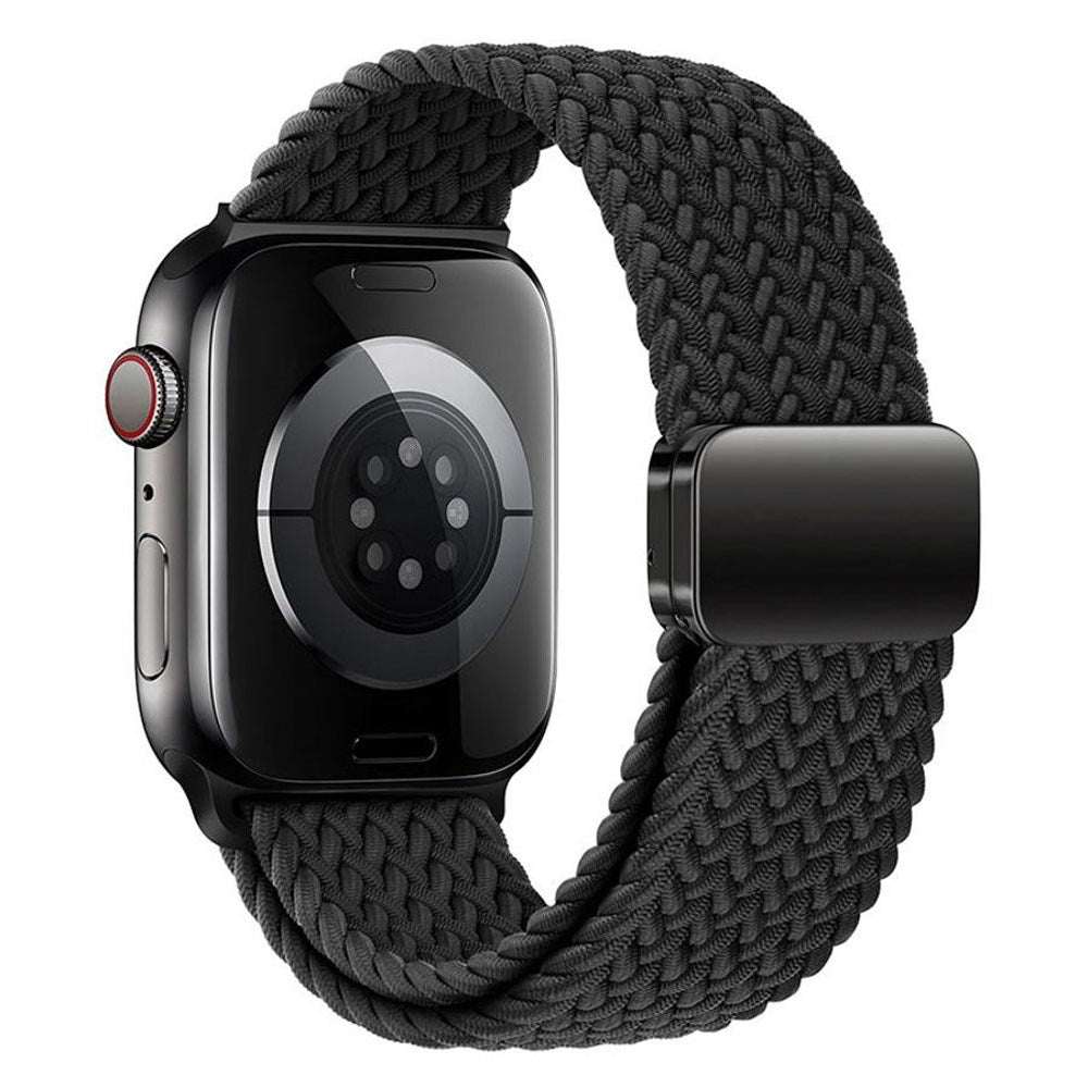 Apple Watch (42/44/SE/45/46/49mm) Lippa Nylonrem med Magnetlås - Svart