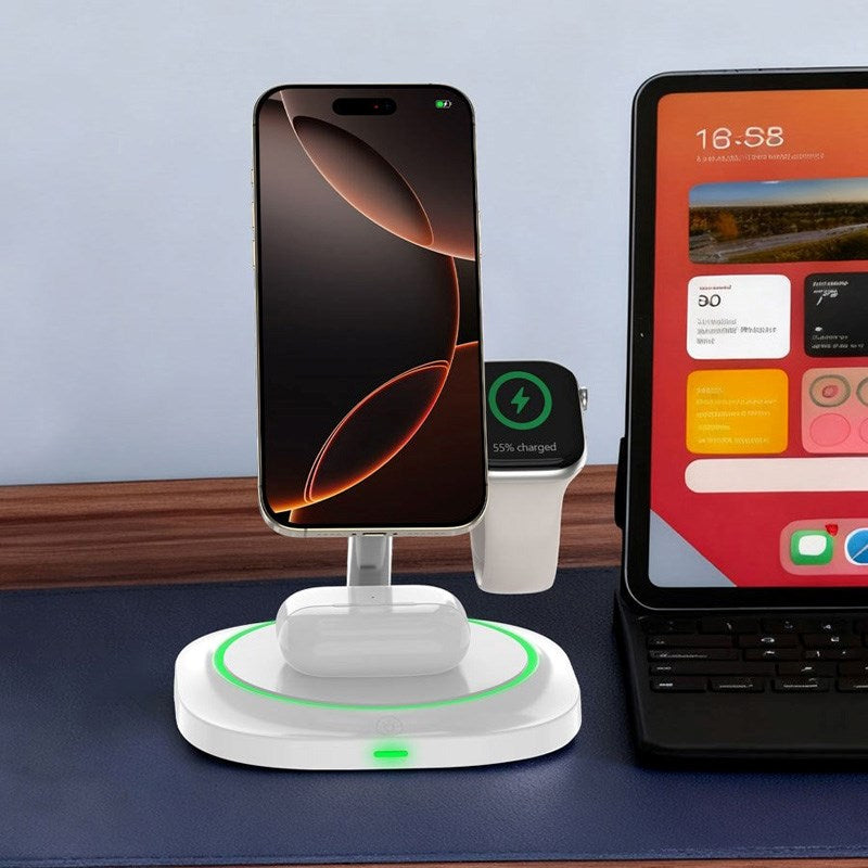 Lippa 3-i-1 Trådlös Laddare med 15W & USB-C - MagSafe / Qi-kompatibel - Vit