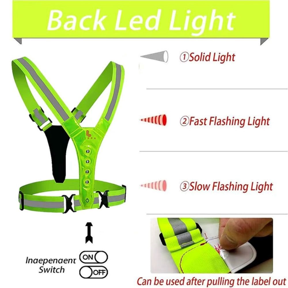 Lippa Reflexväst med 3 LED-Lampor - Gul