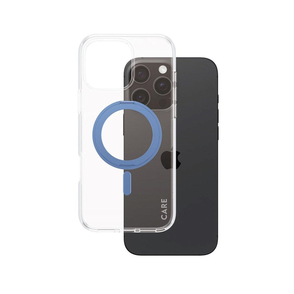 CARE by PanzerGlass iPhone 16 Pro Max Feature Kickstand Skal - MagSafe Kompatibel - Transparent / Coronet Blue