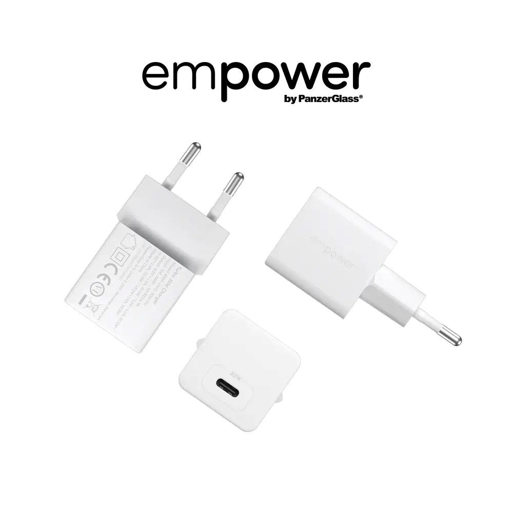 empower by PanzerGlass Turbo 30W Väggladdare m. 1x USB-C – Silver White