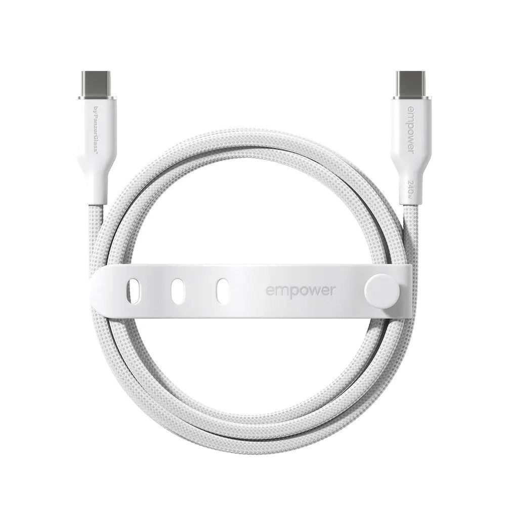 empower by PanzerGlass Racing 240W USB-C till USB-C Kabel – 1.2m – Silver White