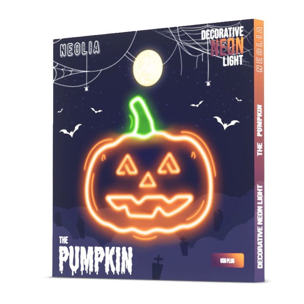 Neolia LED Neonskylt Halloween - Orange och Grönt Ljus med Pumpa