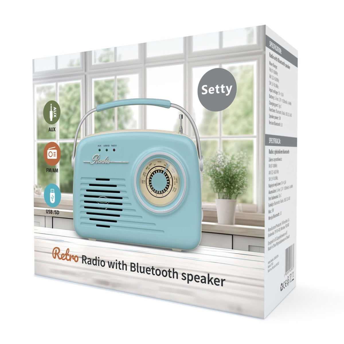 Setty Retro Bluetooth Högtalare m. Radio - Blå