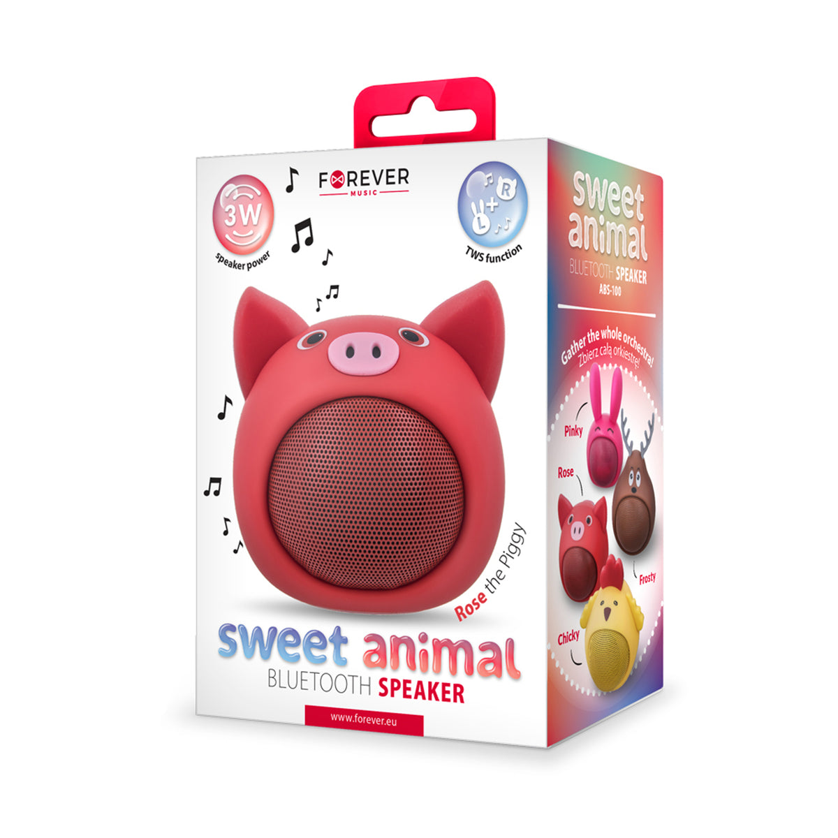 Forever Animal Bluetooth Högtalare - Röd Gris
