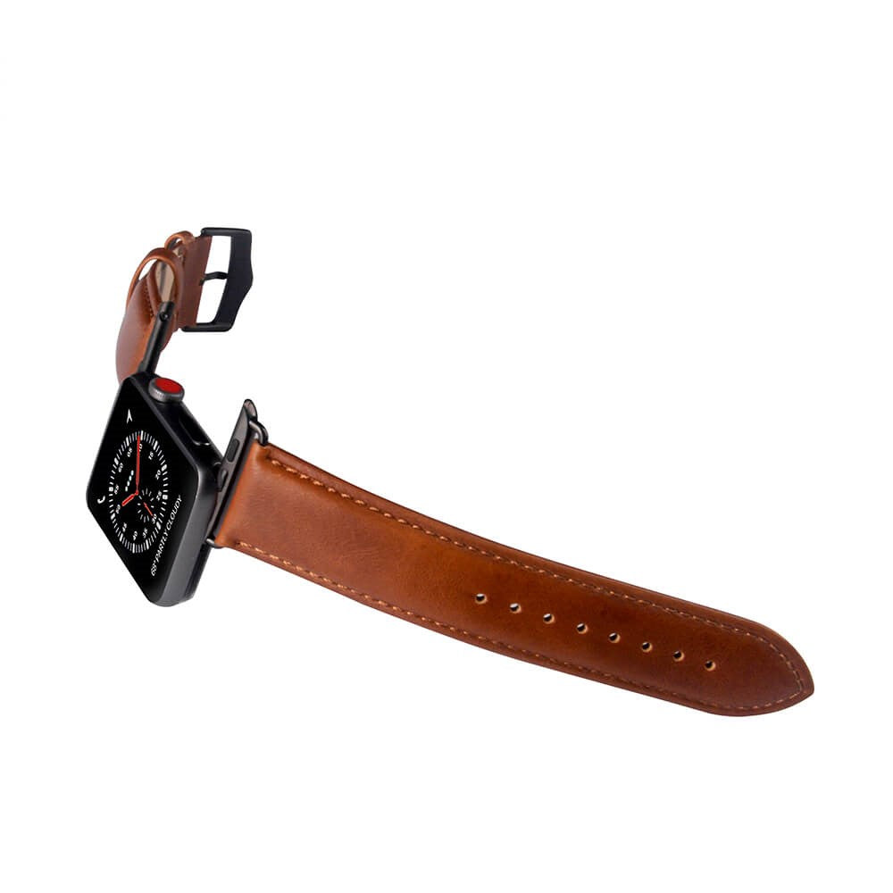 Apple Watch (42/44/SE/45/46/49mm) Buffalo Rem - Äkta Läder - Brun