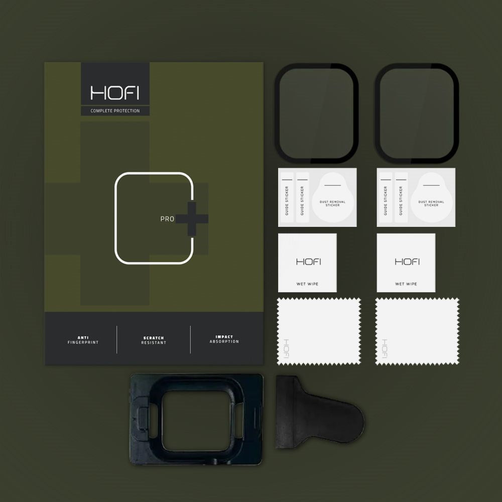 Apple Watch 7 / 8 / 9 (41 mm) Hofi Glass Pro+ Skärmskydd - Case Friendly - 2-Pak - Svart Kant