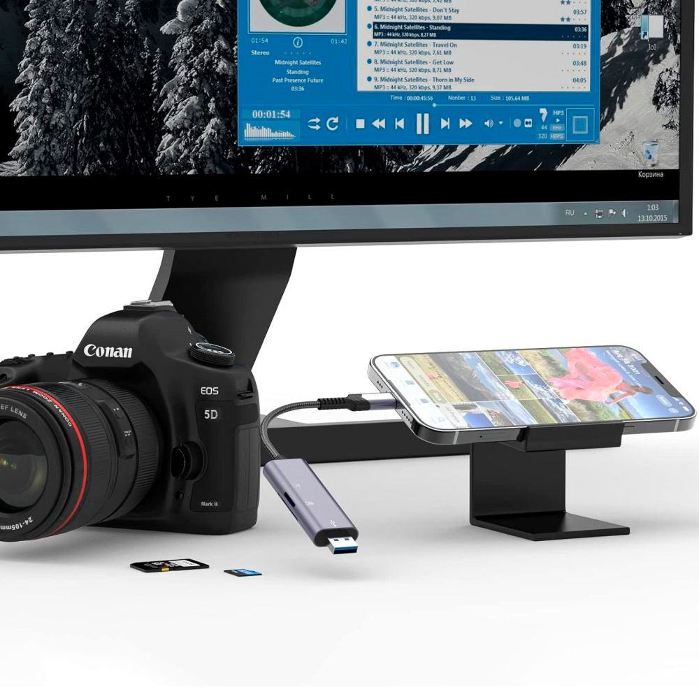 Tech-Protect Ultraboost Minneskortläsare SD-Kortadapter med Lightning / USB-A - Grå