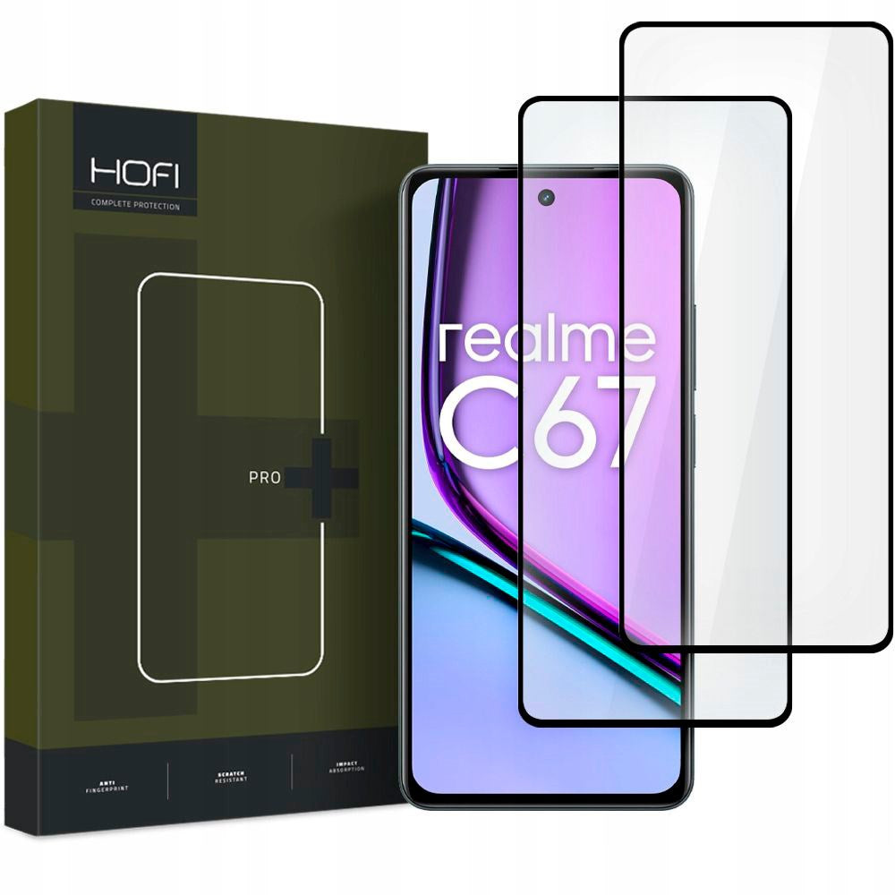 Realme C67 (4G) Hofi Glass Pro+ Skärmskydd - Case Friendly - 2-Pak - Svart Kant