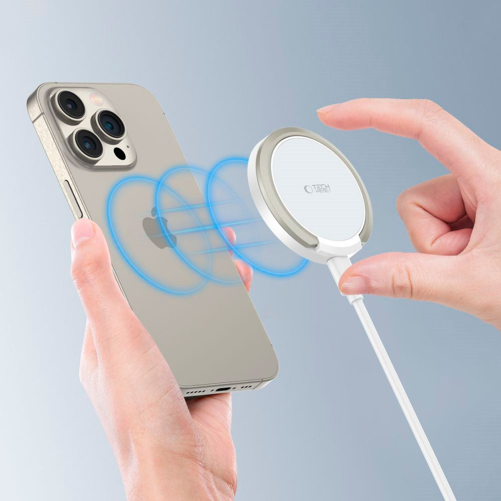 Tech-Protect A33 Magnetisk Trådlös Laddare 15W - MagSafe-Kompatibel - Vit