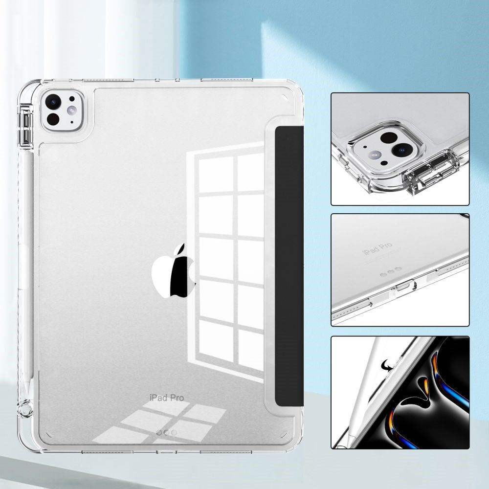 iPad Pro 13" (2025 / 2024) Tech-Protect SC Hybrid Fodral m. Apple Pencil Hållare - Svart / Genomskinlig