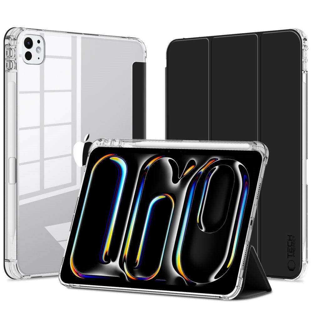 iPad Pro 13" (2025 / 2024) Tech-Protect SC Hybrid Fodral m. Apple Pencil Hållare - Svart / Genomskinlig