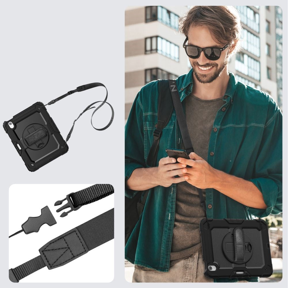 iPad Air 11" (2025 / 2024) Tech-Protect Solid360 Tåligt Skal m. Skyddsfilm, Handhållare & Axelband - Svart