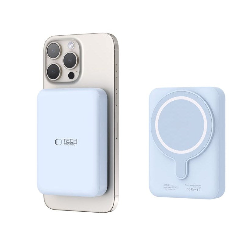 Tech-Protect LifeMag Trådløs Powerbank 10000 mAh - MagSafe Kompatibel - Blå