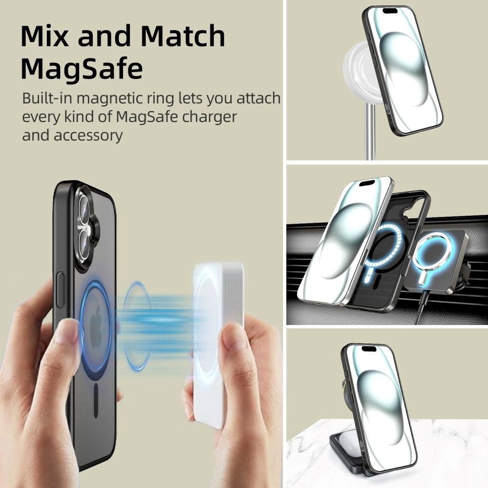 iPhone 16 Tech-Protect MagMat Skal - MagSafe-kompatibelt - Matt Svart