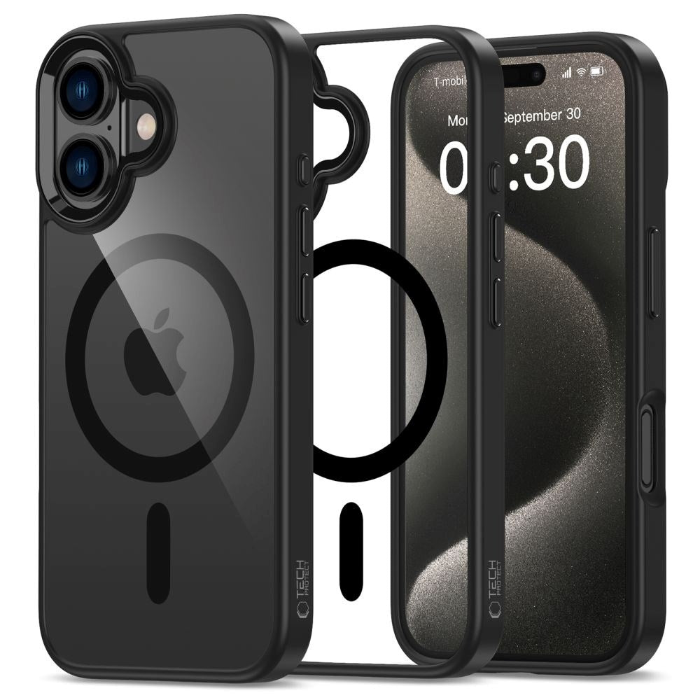 iPhone 16 Plus Tech-Protect Magmat Skal - MagSafe-kompatibelt - Genomskinlig / Svart