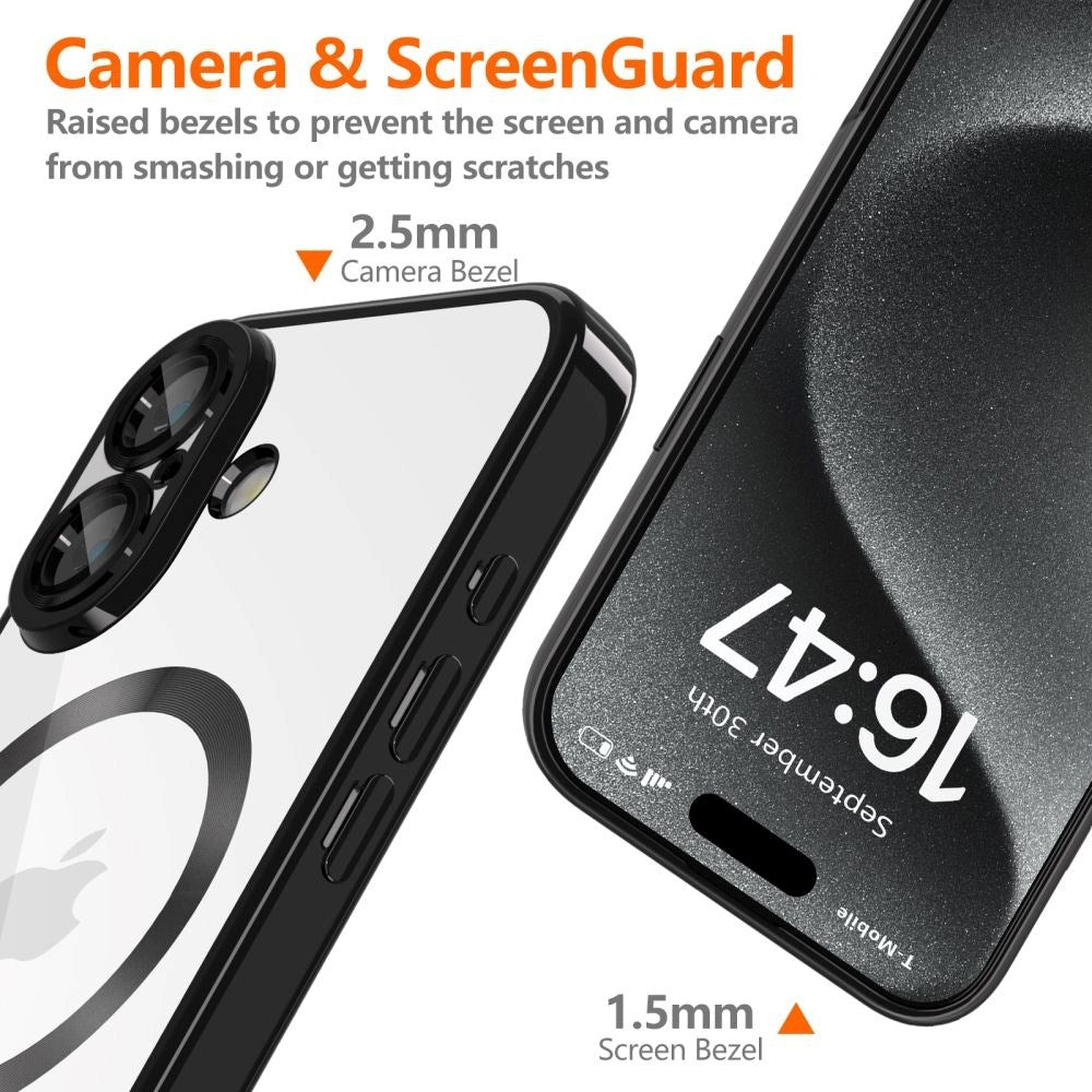 iPhone 16 Tech-Protect Magmat Skal - MagSafe-Kompatibelt - Genomskinlig / Glansig Svart