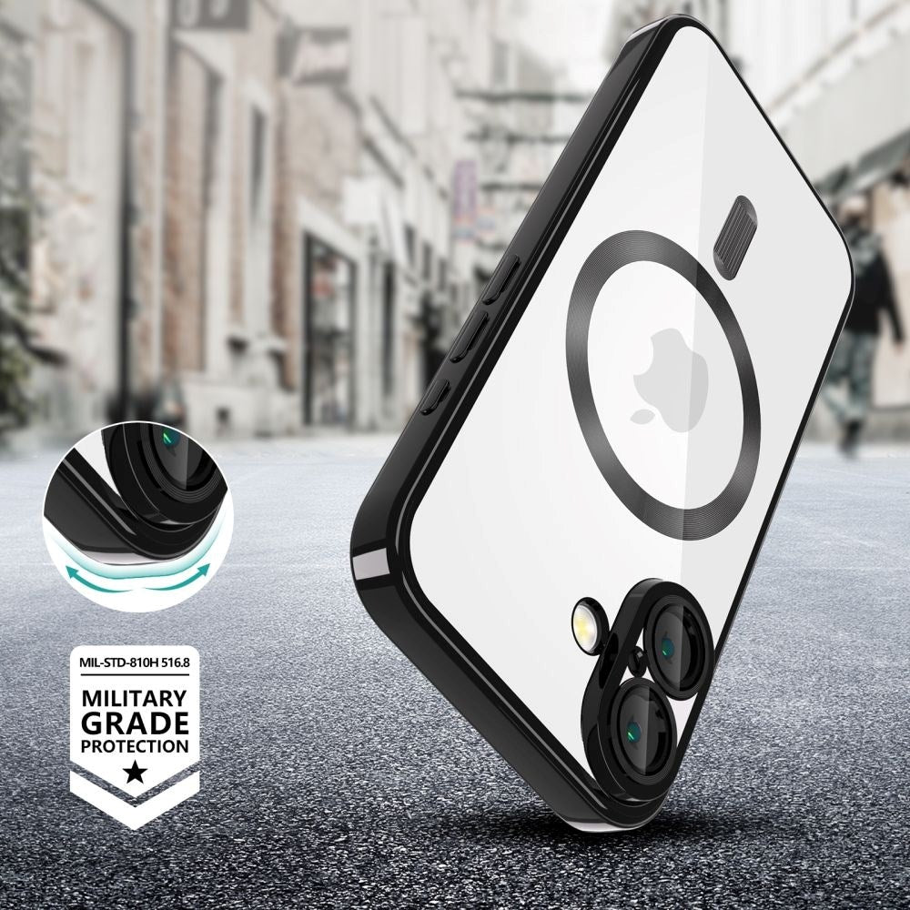 iPhone 16 Tech-Protect Magmat Skal - MagSafe-Kompatibelt - Genomskinlig / Glansig Svart