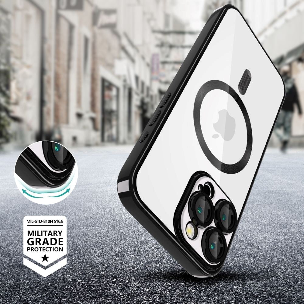 iPhone 16 Pro Max Tech-Protect Magmat Skal - MagSafe-Kompatibelt - Genomskinlig / Glansig Svart