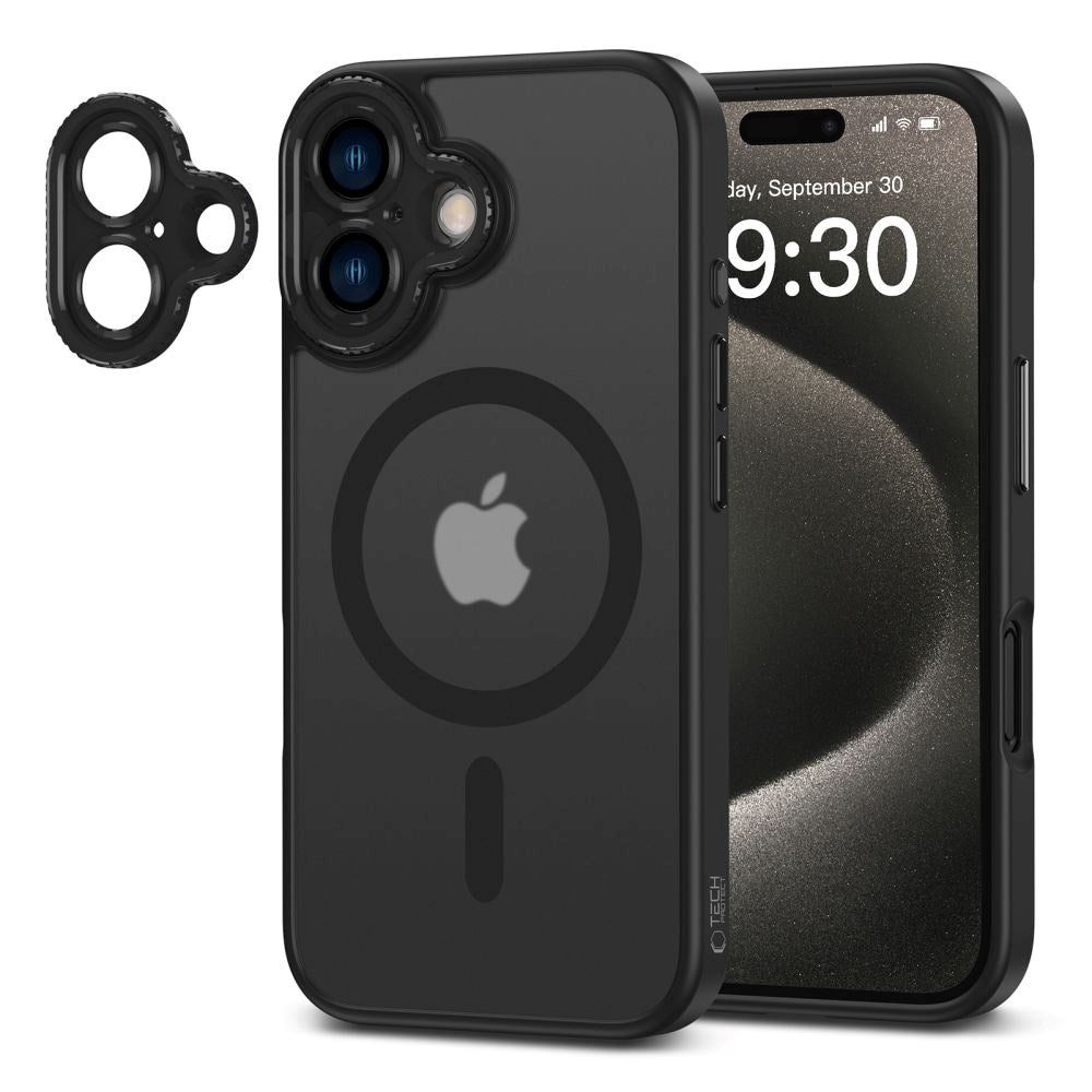 iPhone 16 Tech-Protect MagCam Skal - MagSafe Kompatibel - Genomskinlig / Matt Svart