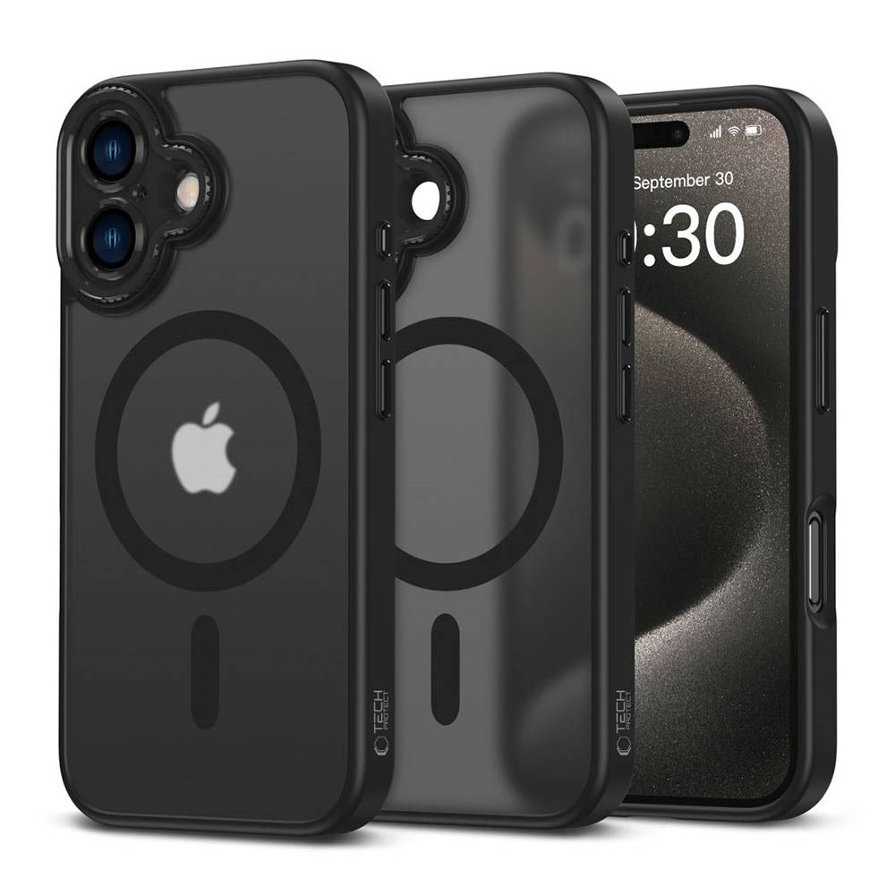 iPhone 16 Tech-Protect MagCam Skal - MagSafe Kompatibel - Genomskinlig / Matt Svart