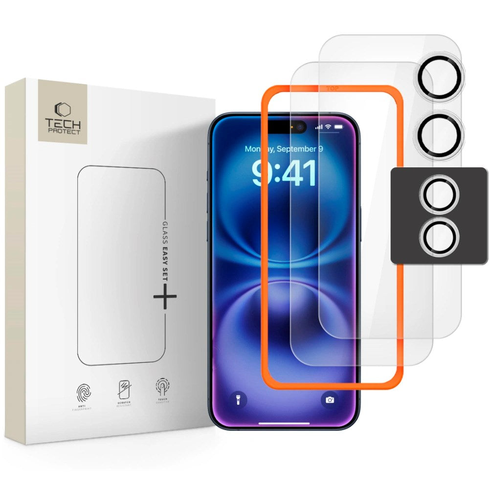 iPhone 17 Tech-Protect Easy Set+ Skyddsset m. Skärmskyddsglas & Kameralinsskyddsglas - Genomskinlig