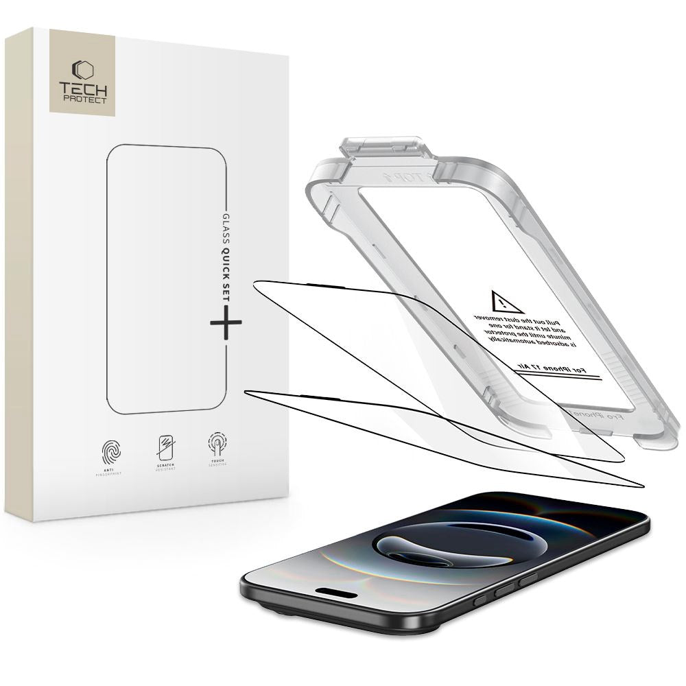 iPhone Air Tech-Protect Quick Set+ Skärmskyddsglas - 2 st - Genomskinlig / Svart Kant