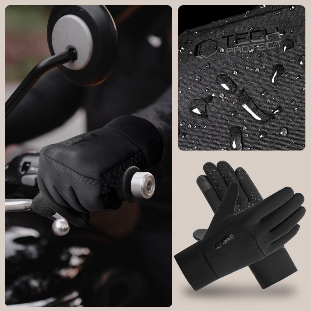 Tech-Protect Touch Screen Handskar – Storlek L (25 x 23 cm) – Svart