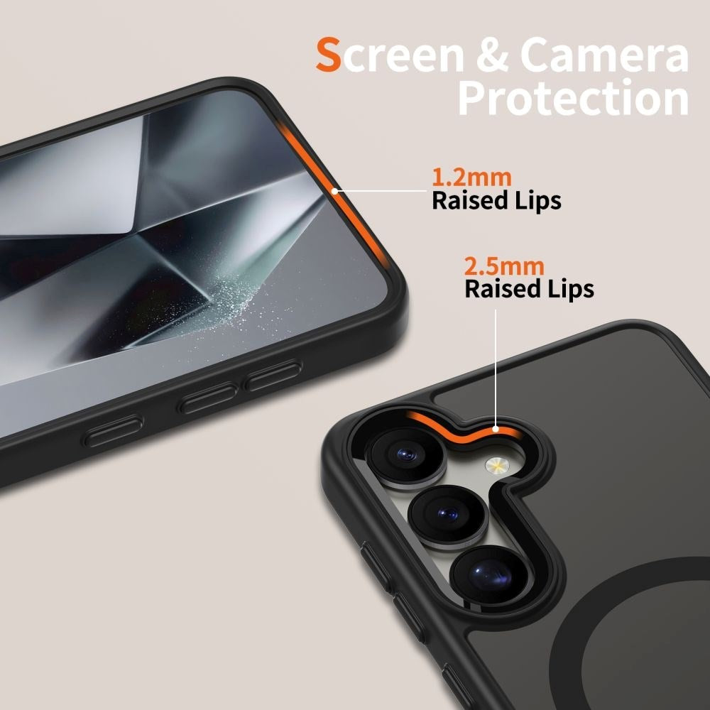 Samsung Galaxy S25 Tech-Protect Magmat Skal - MagSafe Kompatibel - Genomskinlig / Svart