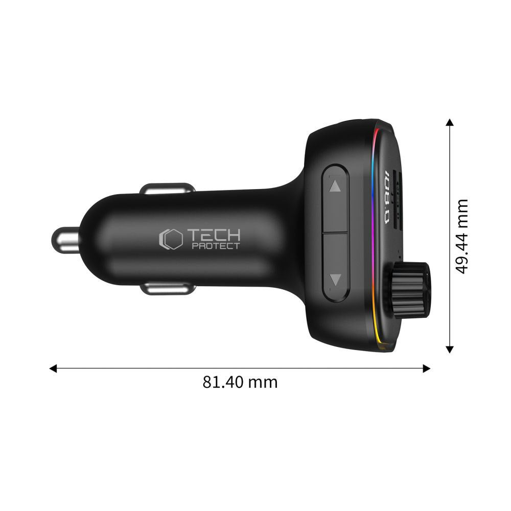 Tech-Protect Billaddare m. USB-A & USB-C / FM Bluetooth Transmitter - Svart