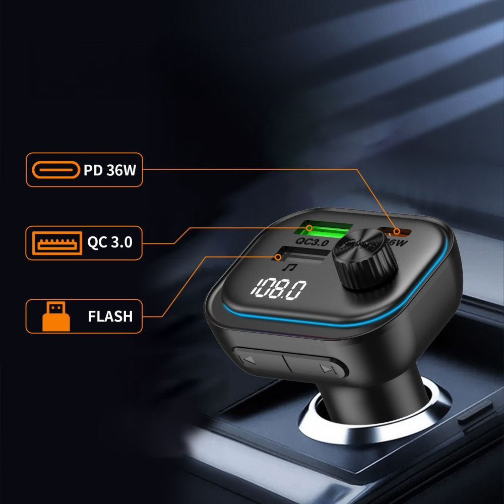 Tech-Protect Billaddare m. USB-A & USB-C / FM Bluetooth Transmitter - Svart