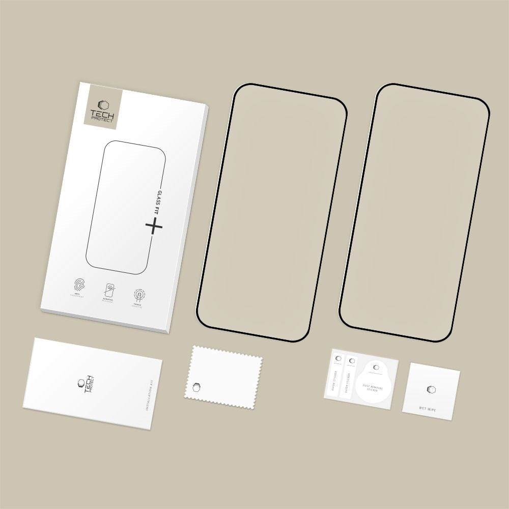 Xiaomi 17T Pro Tech-Protect Glass Fit+ Härdat Skärmskyddsglas - 2 st - Genomskinlig / Svart Kant