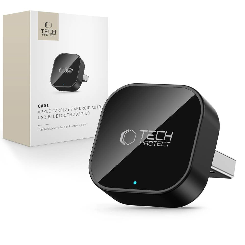Tech-Protect UltraBoost CA01 Apple Carplay / Android Auto-Adapter med USB-A - Bluetooth / WiFi - Svart