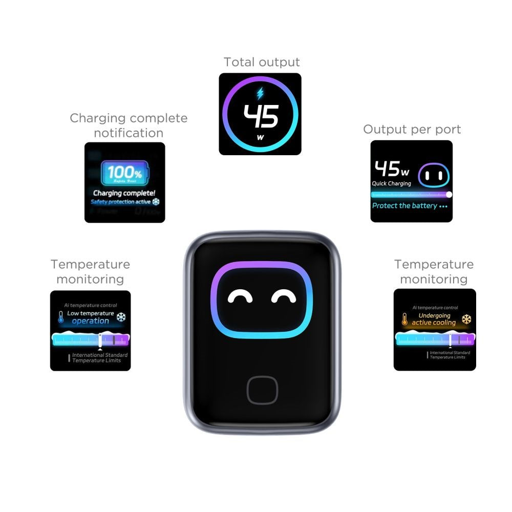 Väggladdare 45 W med USB-C Tech-Protect PowerVision NC45W-GaN - Grå