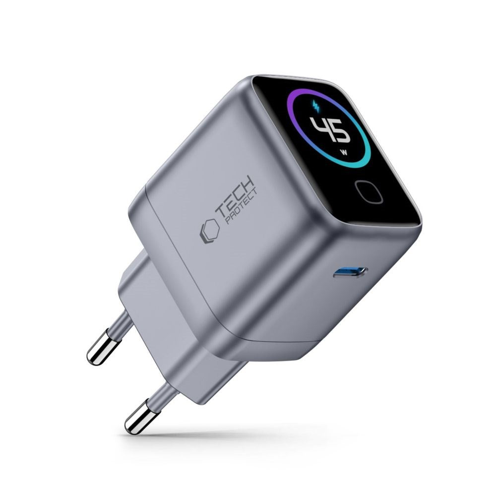 Väggladdare 45 W med USB-C Tech-Protect PowerVision NC45W-GaN - Grå