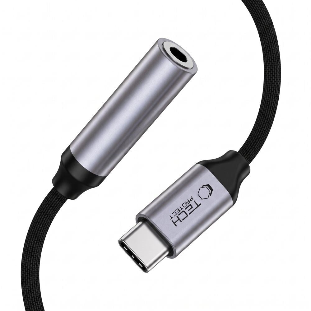 USB-C till Mini-jack 3,5 mm DAC Adapter Tech-Protect UltraBoost - Grå