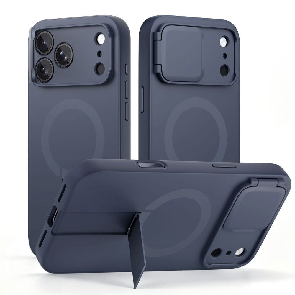 iPhone 18 Pro Max / 17 Pro Max Tech-Protect Kevlar Aura Skal m. Kickstand och Cam Slider - MagSafe Kompatibel - Blå