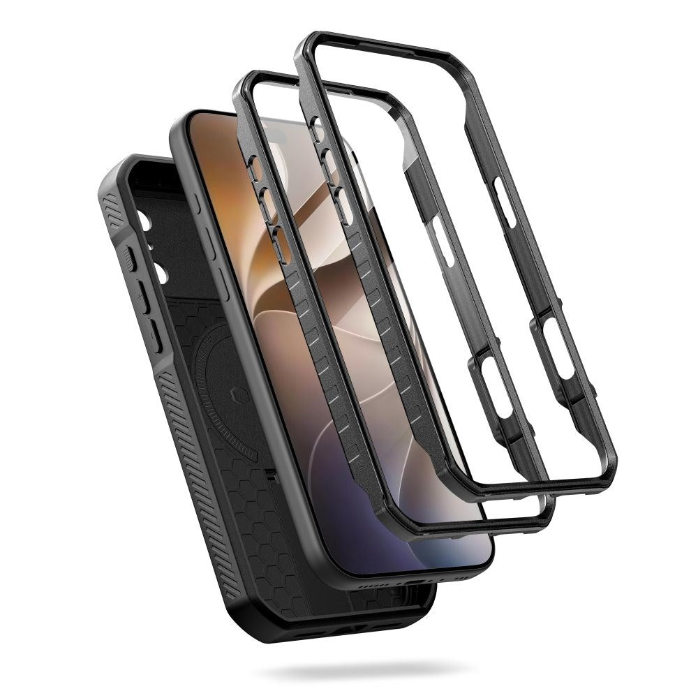 iPhone 18 Pro / 17 Pro Tech-Protect Kelvar Tåliga Skal med Skärmskydd och Kameraskydd - MagSafe Kompatibel - Svart