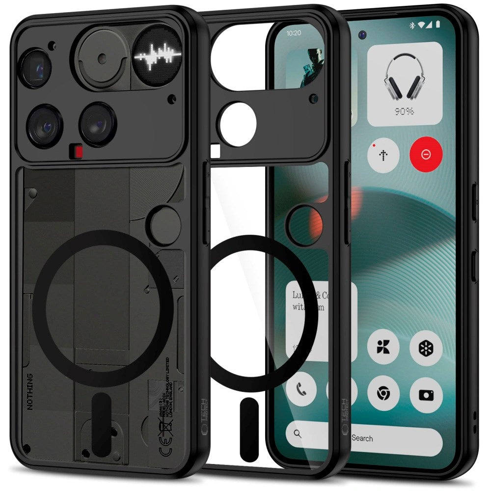 Nothing Phone (3) Tech-Protect MagMat Hybrid Skal - MagSafe Kompatibel - Genomskinlig / Svart