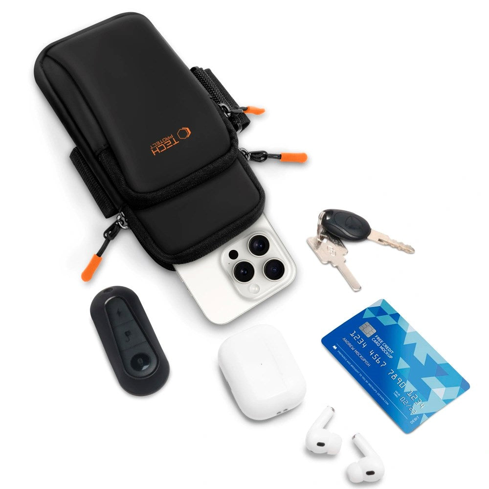 Tech-Protect Löpararmband - Universal - Svart / Orange