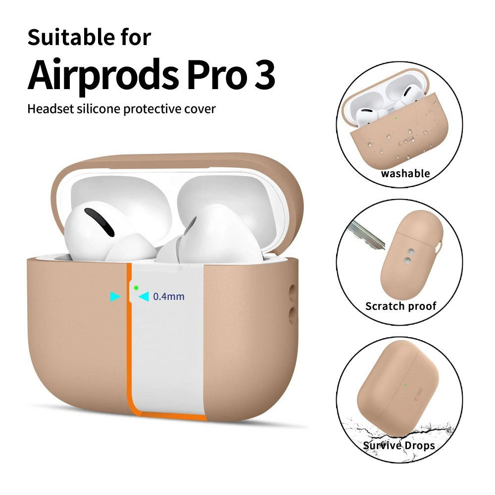 Apple AirPods Pro (3. Gen) Tech-Protect Silikonskydd med Rem - Beige