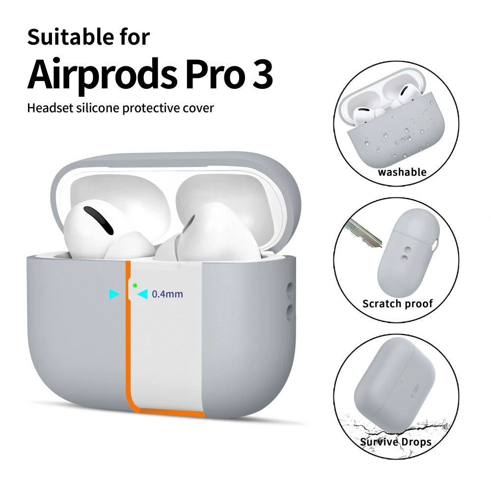 Apple AirPods Pro (3. Gen) Tech-Protect Silikonskydd med Rem - Grå