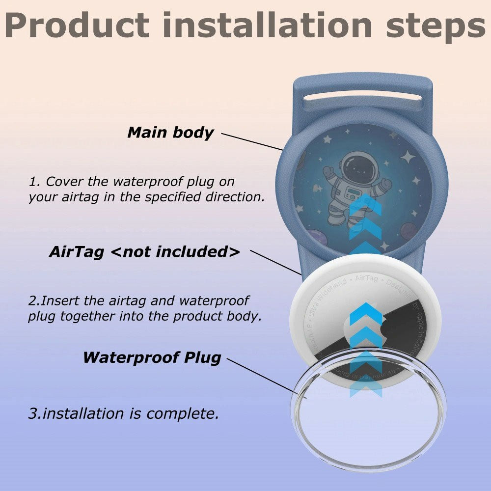 Tech-Protect Nylon - Apple Airtag Strap för Barn - Blå / Astronaut