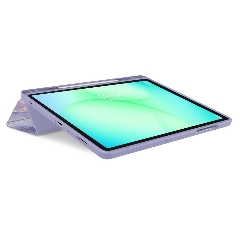 Samsung Galaxy Tab A11+ (Plus) / A9+ (Plus) Tech-Protect SC Pen Hybrid Fodral m. Stylus Hållare- Lila Marble / Genomskinlig