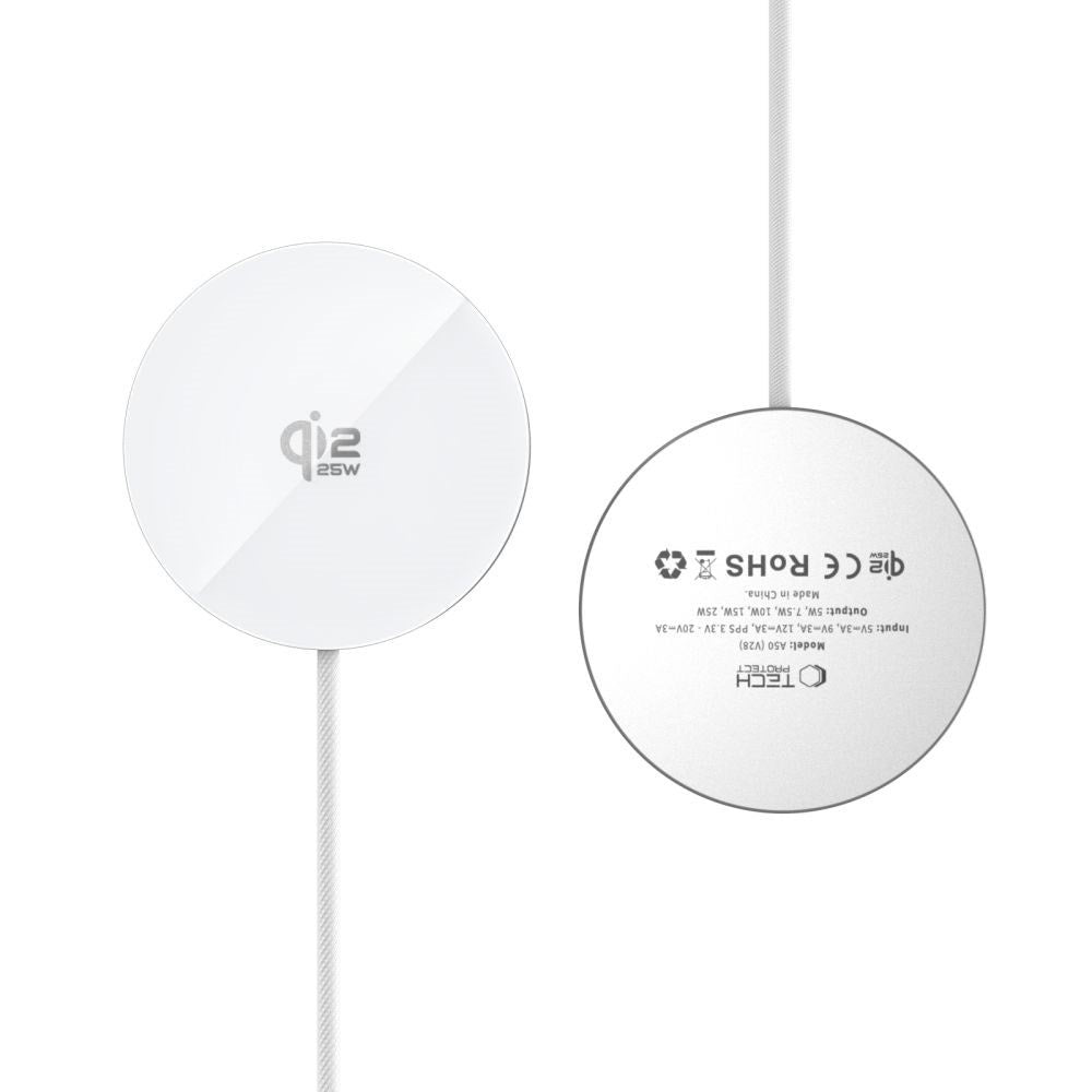Tech-Protect 25W Qi2 Magnetisk Trådlös Laddare - MagSafe Kompatibel - Vit