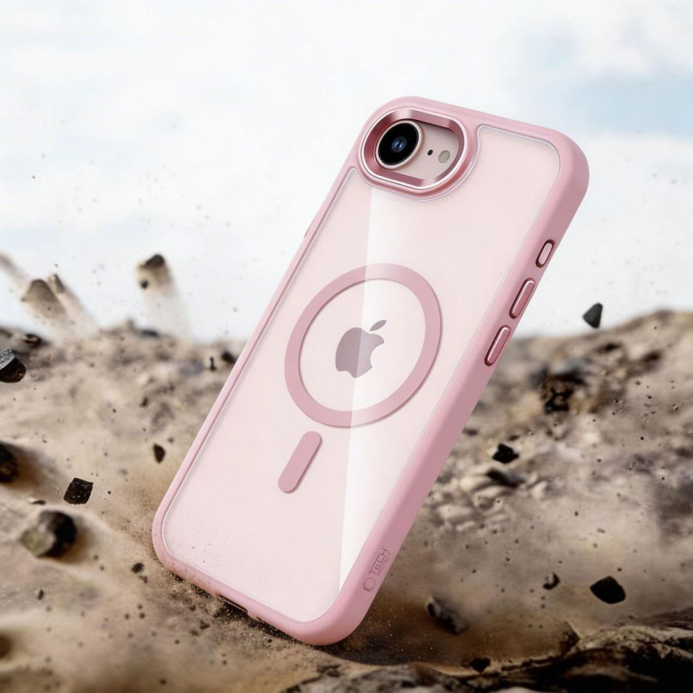 iPhone 17e / 16e Tech-Protect MagMat Skal - MagSafe Kompatibel - Genomskinlig / Rosa