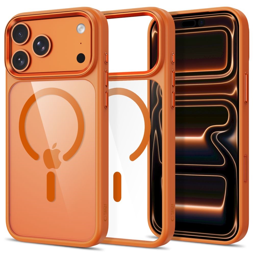 iPhone 18 Pro Max / 17 Pro Max Tech-Protect MagMat Skal - MagSafe Kompatibel - Genomskinlig / Orange