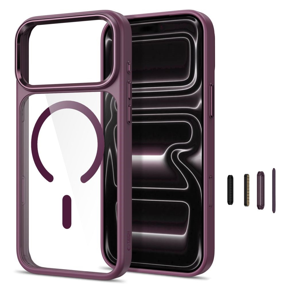 iPhone 18 Pro / 17 Pro Tech-Protect MagMat Skal - MagSafe Kompatibel - Genomskinlig / Röd